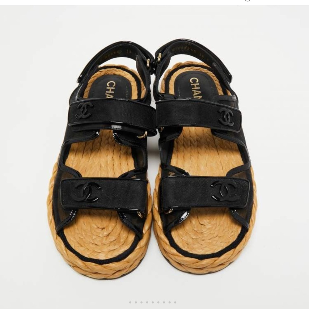 CHANEL Black Espadrille Sandals 41